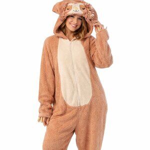 Plush Bear Onesie Costume Cozy Fleece Hooded Zip Pajamas 2X